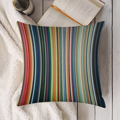 Multicolored Stripes Linen Throw Pillow Cover