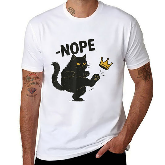 Nope No Kings In America Black Cat We The People Political  Summer-ready Fabric T-Shirt
