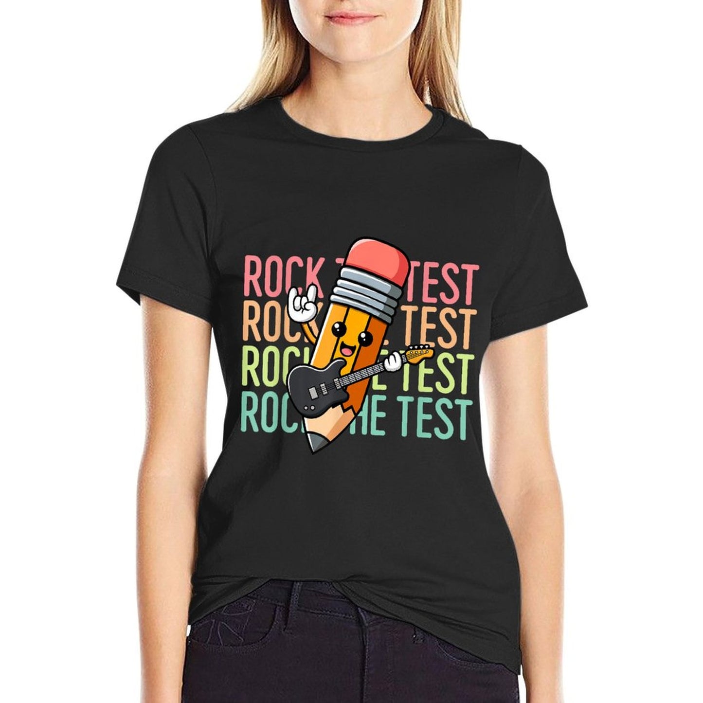 Rock The Test Day Teacher Testing Day Motivational Funny T-Shirt