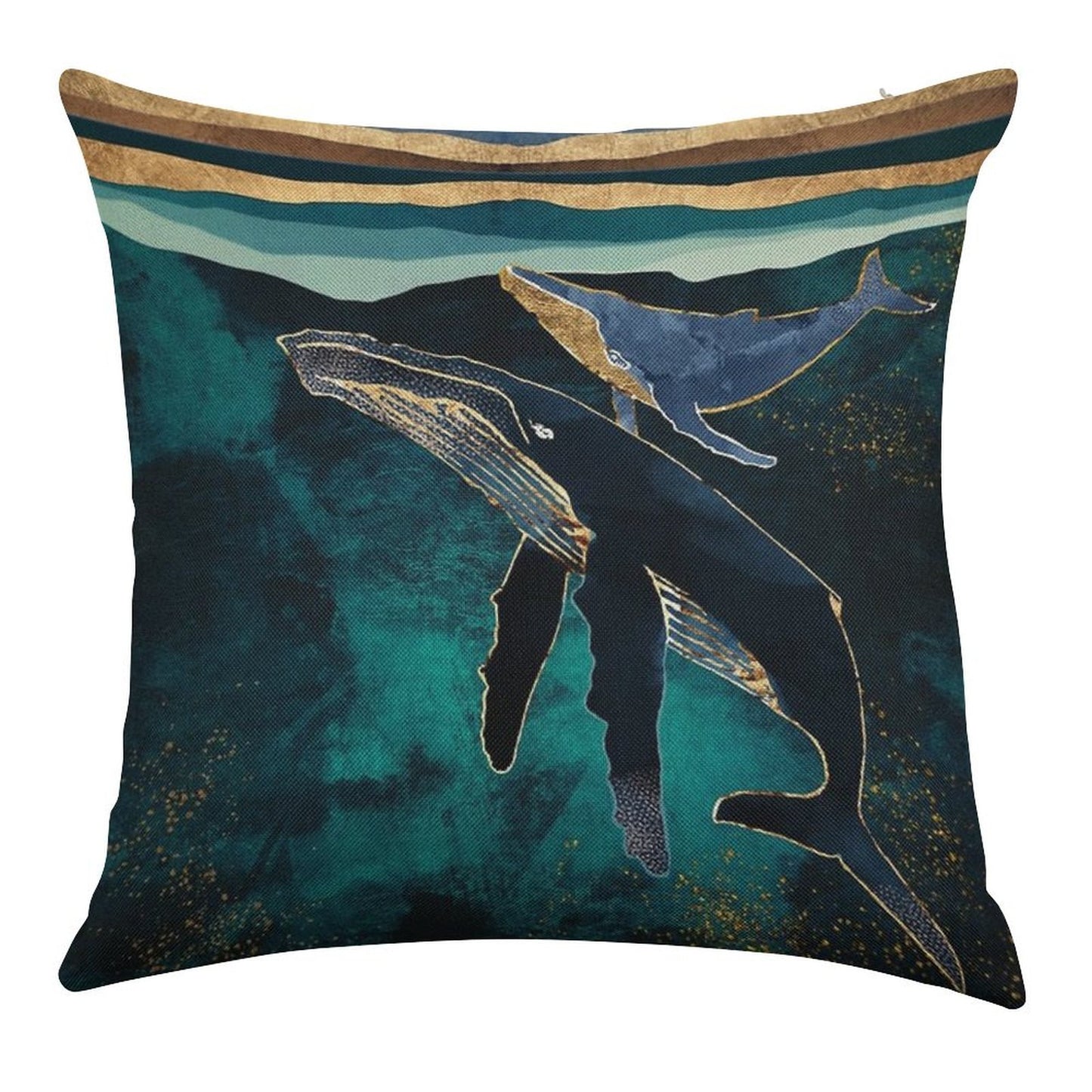 Moonlit Whales Linen Throw Pillow Cover