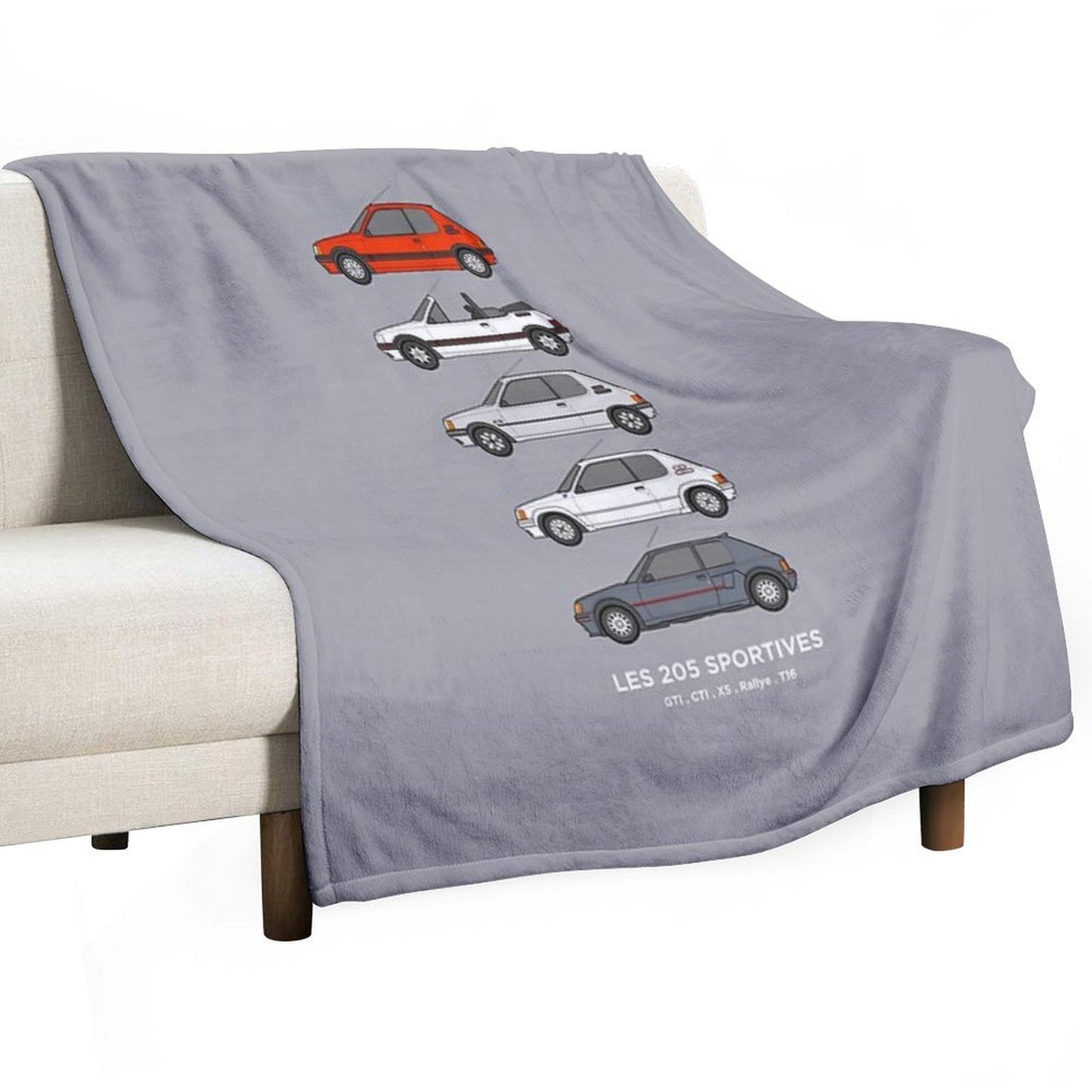 Peu Geot 205 Classic Car Collection Throw Blanket