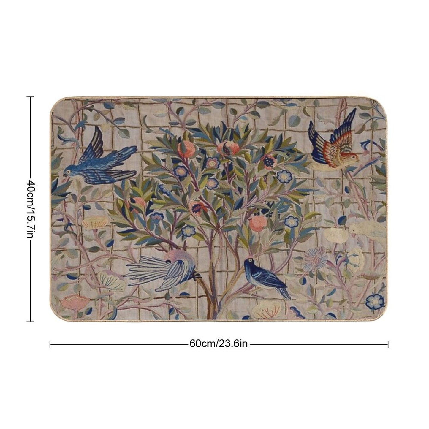 William Morris Kelmscott Trellis Embroidery Bath Mat
