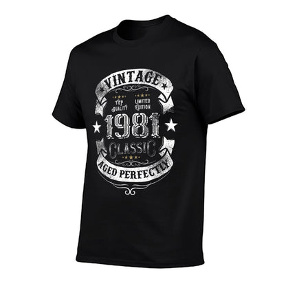 Vintage 40th Birthday Gift for Men And Women Born in 1981  Heathered Texture T-Shirt