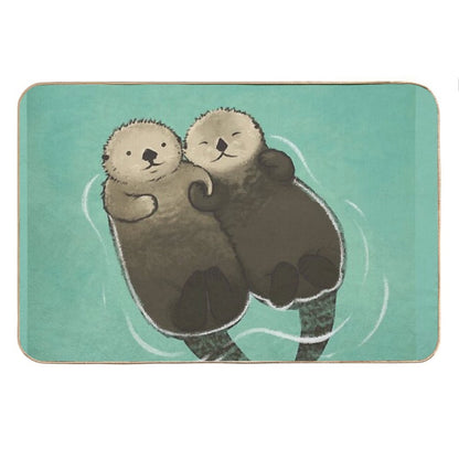 Significant Otters - Otters Holding Hands Bath Mat