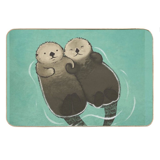 Significant Otters - Otters Holding Hands Bath Mat