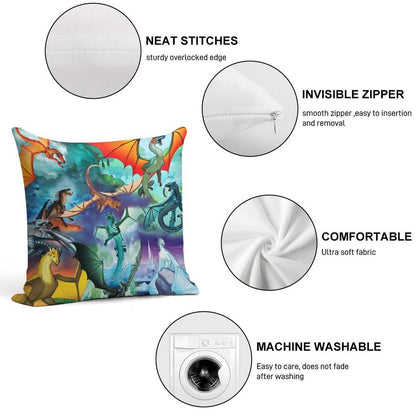 Wing of Fire All Dragon Pattern Background Soft Anti-Pilling Throw Pillow