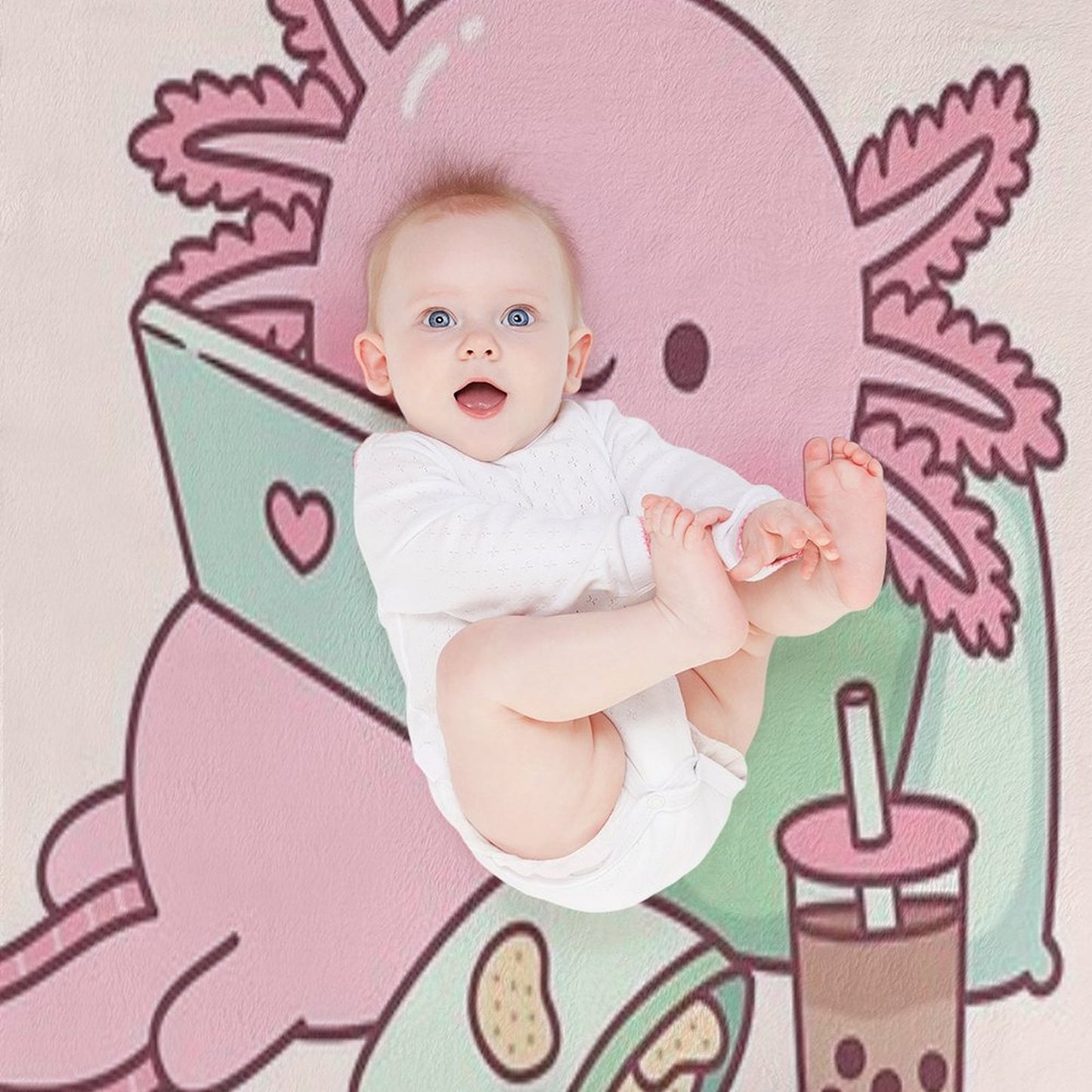 Cute Chilling Axolotl Throw Blanket