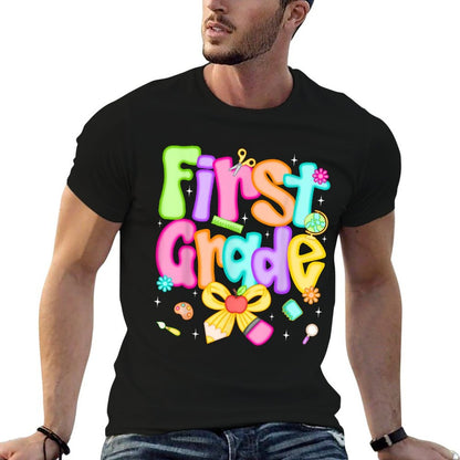 Preppy First Grade Back To School 1st Grade Teacher Girl Kid  Quick-drying T-Shirt