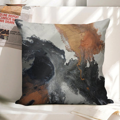Mono Copper Linen Throw Pillow Cover