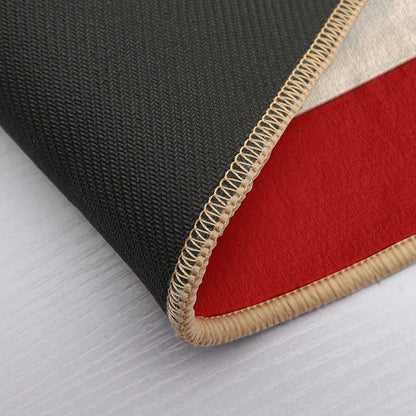 Red Background Flying Whippet Bath Mat