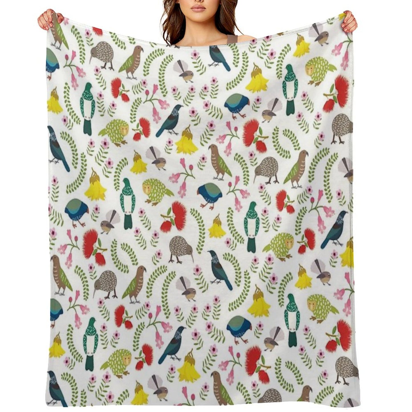 New Zealand Birds And Flowers Throw Blanket