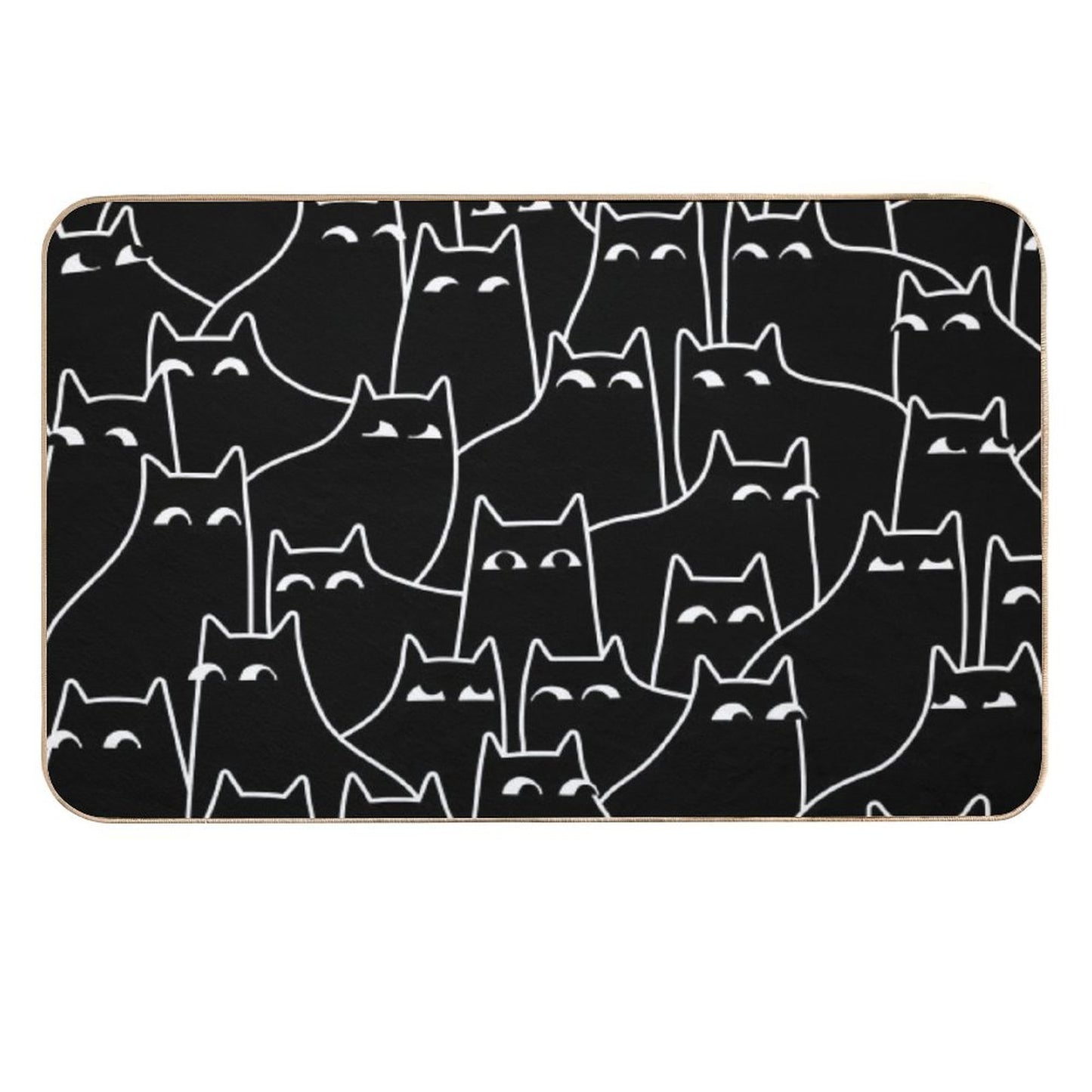 Suspicious Cats (Minimal White Linework Version)  Repositionable Bath Mat
