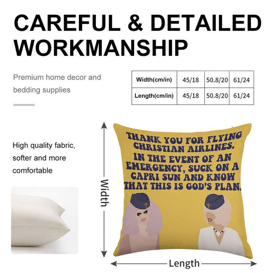 Trixie And Katya Christian Airlines Linen Throw Pillow Cover