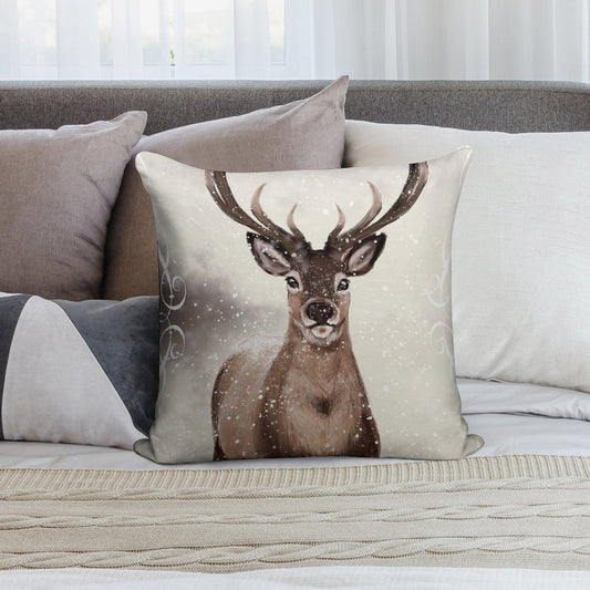 Winter Deer Soft Fade-Resistant Throw Pillow