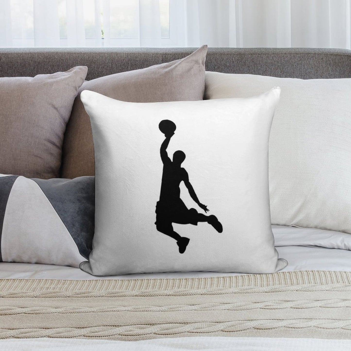 Basketball Player Design Soft Decorative Cover Throw Pillow
