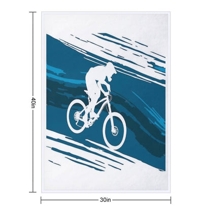 Silhouette of A Cyclist Riding A Mountain Bike Throw Blanket