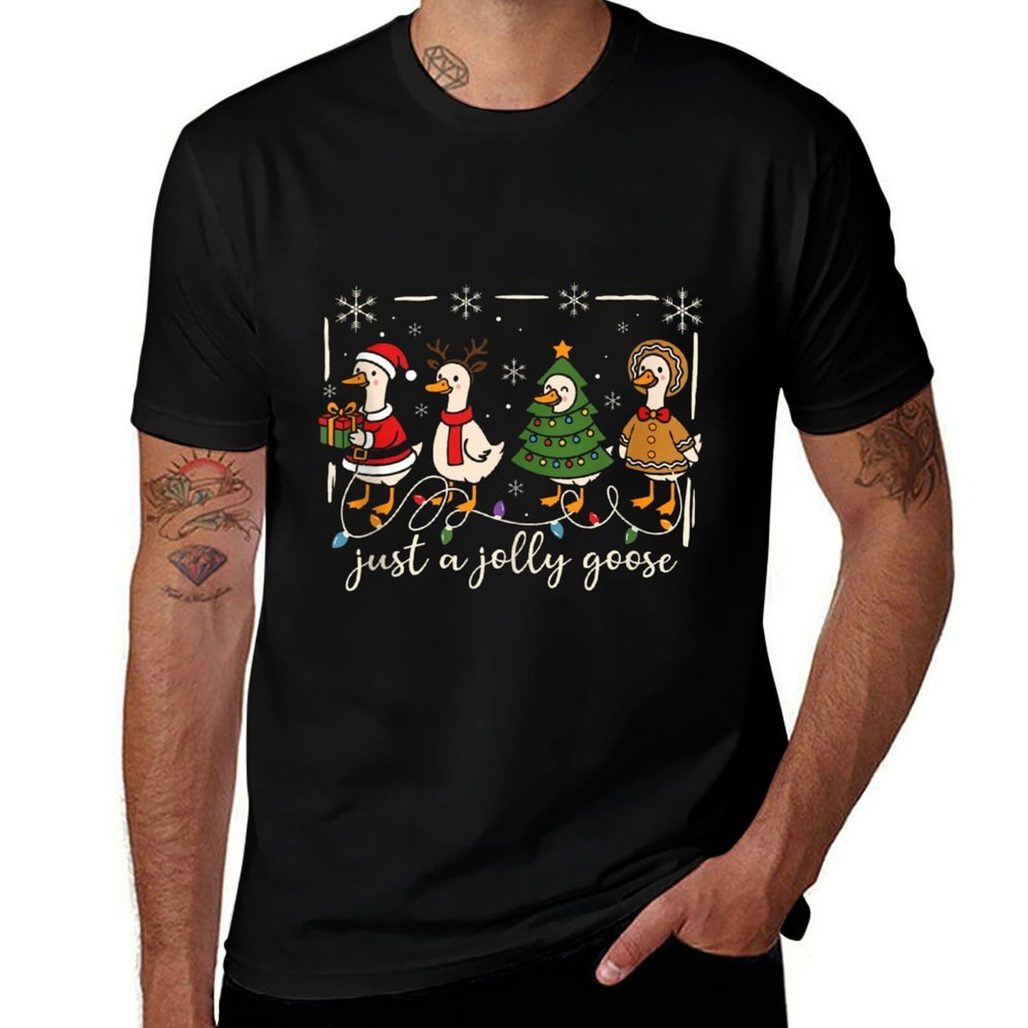 Just A Jolly Goose Funny Silly Goose Santa Christmas Xmas  Classic T-Shirt