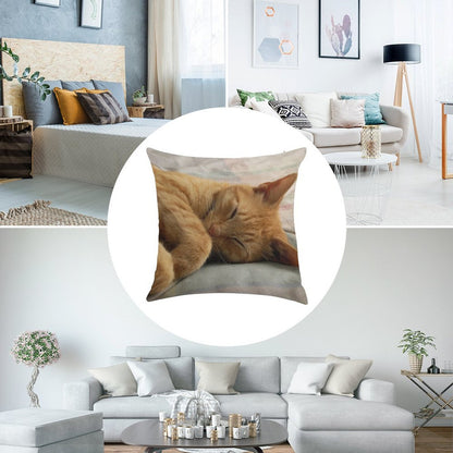 Ginger Cat Sleeping Linen Throw Pillow Cover