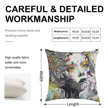 Banksy Urban Princess Graffiti Oil Painting Linen Throw Pillow Cover