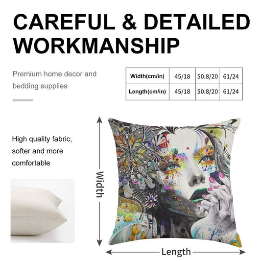 Banksy Urban Princess Graffiti Oil Painting Linen Throw Pillow Cover
