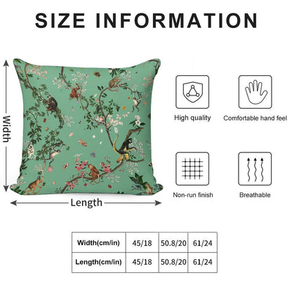 Monkey World Green Soft Warmth Comfort Throw Pillow