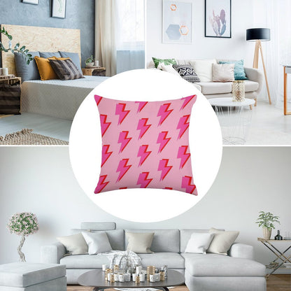 Pink And Red Lightning on Pink Linen Throw Pillow Cover