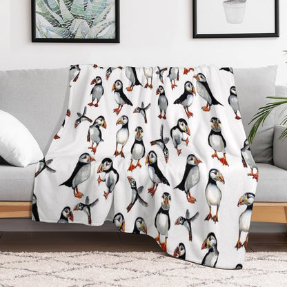 Puffins Pattern Throw Blanket