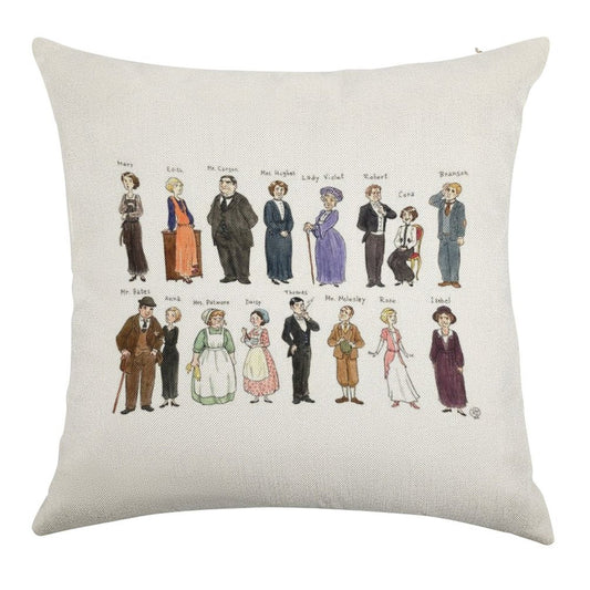 Downton A. Portraits Linen Throw Pillow Cover