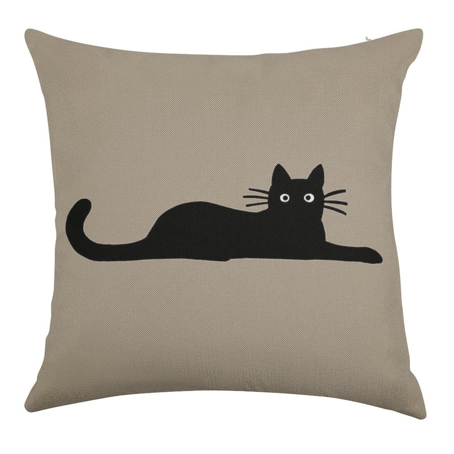Black Cat Linen Throw Pillow Cover