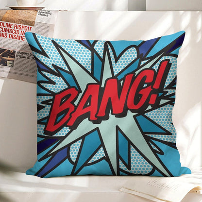 BANG Comic Book Pop Art Modern Fun Graphic Linen Throw Pillow Cover