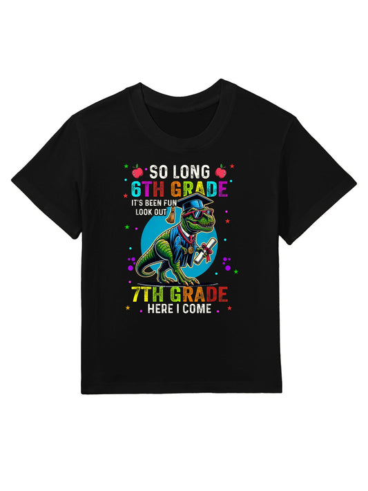 So Long 6th Grade 7th Grade Here I Come Dinosaur Graduation Kids T-Shirt