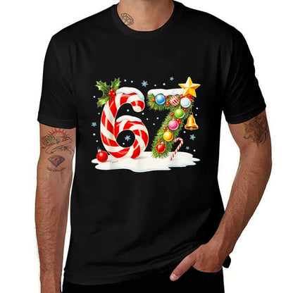 Funny Nice Naughty 6 7 Christmas 67 Meme Xmas Boys Girls  Durable T-Shirt