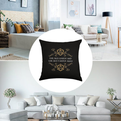 The Dice Giveth And Taketh Away Natural 20 And Critical Fail Linen Throw Pillow Cover