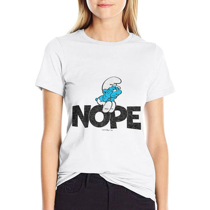 The Smurfs - Grouchy Smurf Nope  Heathered Texture T-Shirt