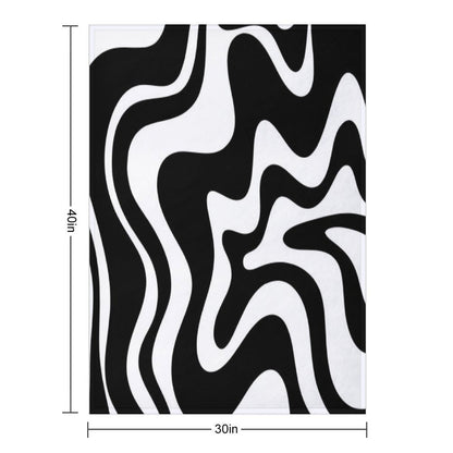 Liquid Swirl Retro Abstract Pattern in Black And White Throw Blanket