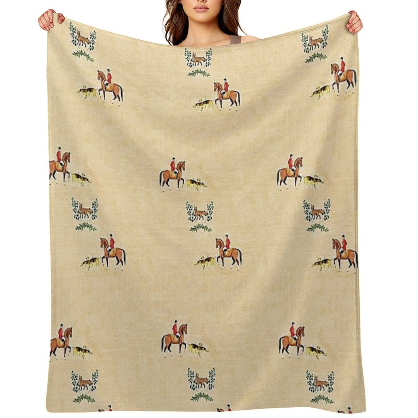 English Country Foxhunt Throw Blanket