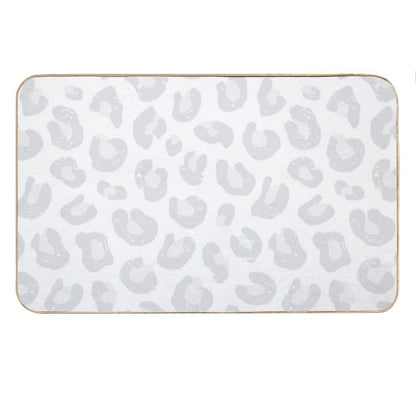 Leopard Print - Silver Gray And White Bath Mat