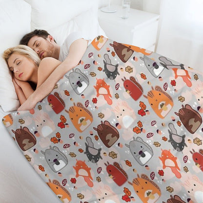Kawaii Squirrels Throw Blanket