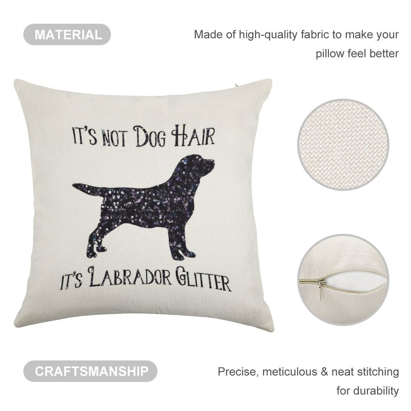 It's Not Dog Hair , Its Labrador Glitter Linen Throw Pillow Cover