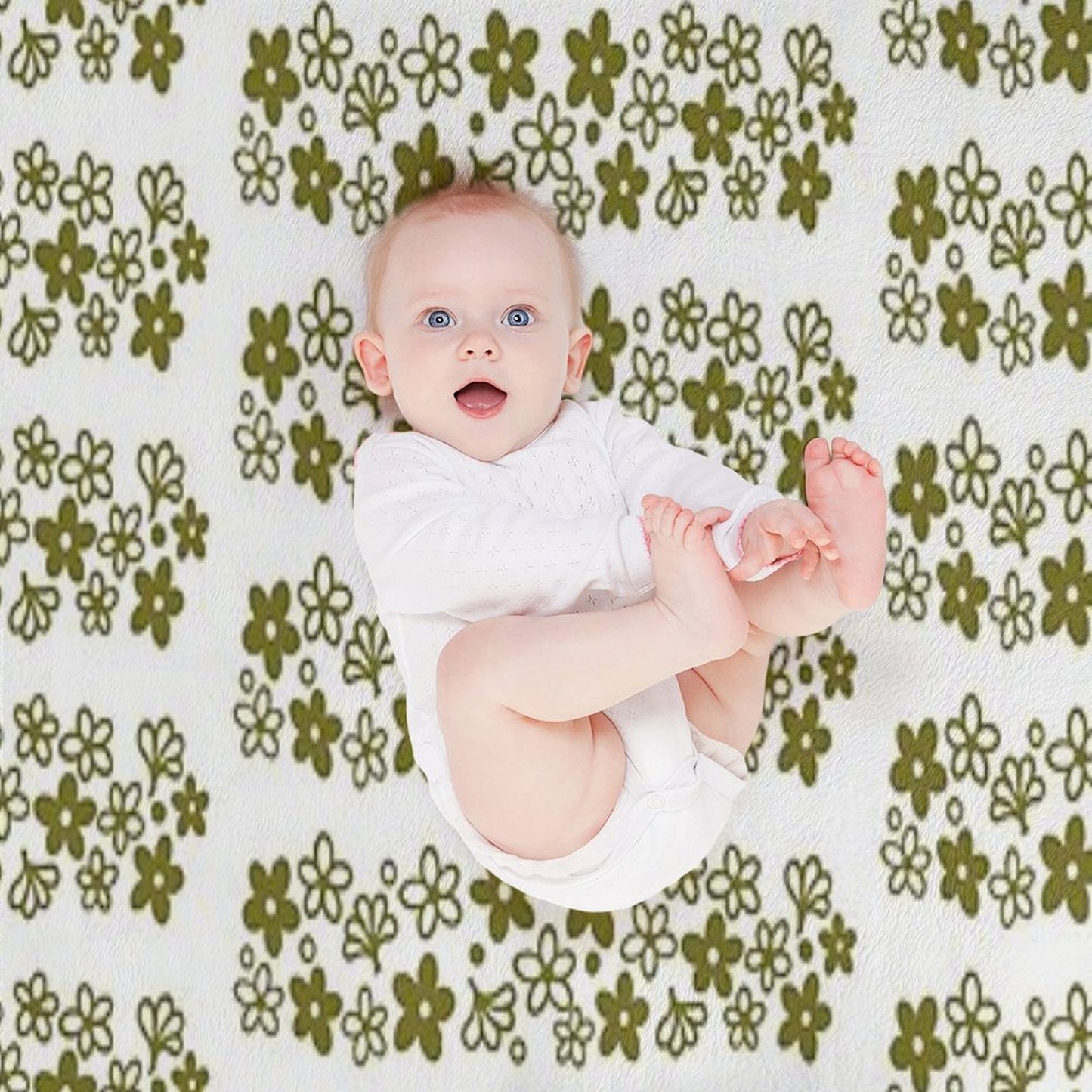 Vintage Pyrex Spring Blossom Design Green Throw Blanket