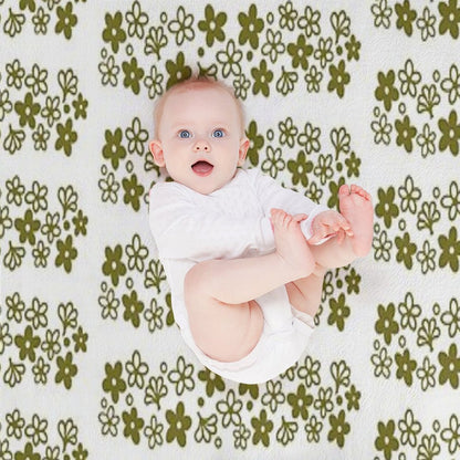 Vintage Pyrex Spring Blossom Design Green Throw Blanket