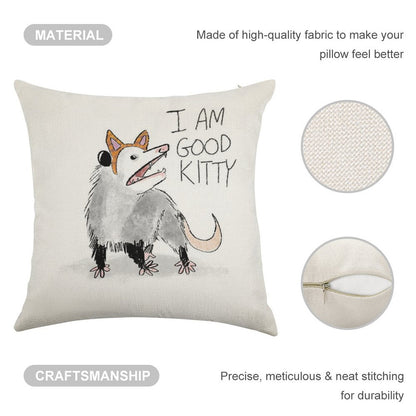 I AM GOOD KITTY Design Linen Throw Pillow Cover
