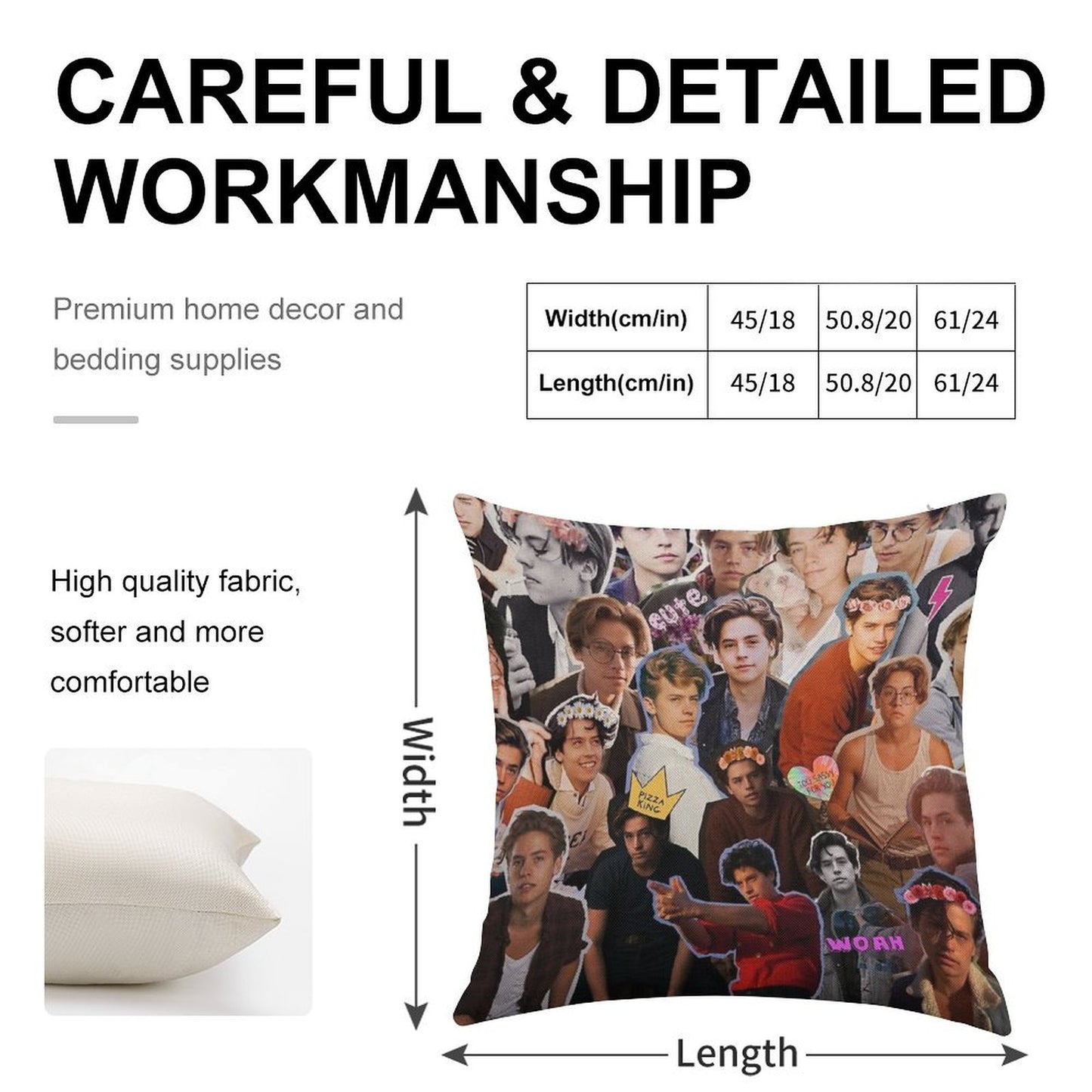 Cole Sprouse Collage Linen Throw Pillow Cover