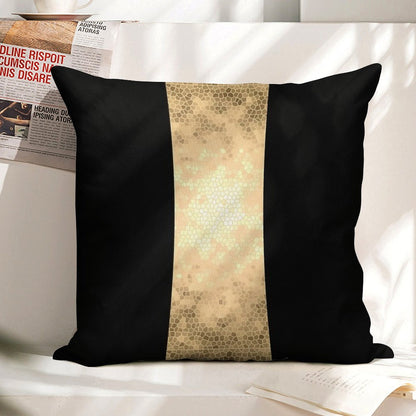 Elegant Gold And Black Design Linen Throw Pillow Cover
