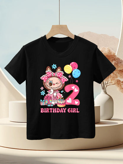 2nd Birthday Girls Kidsns Funny Labubu Kids T-Shirt