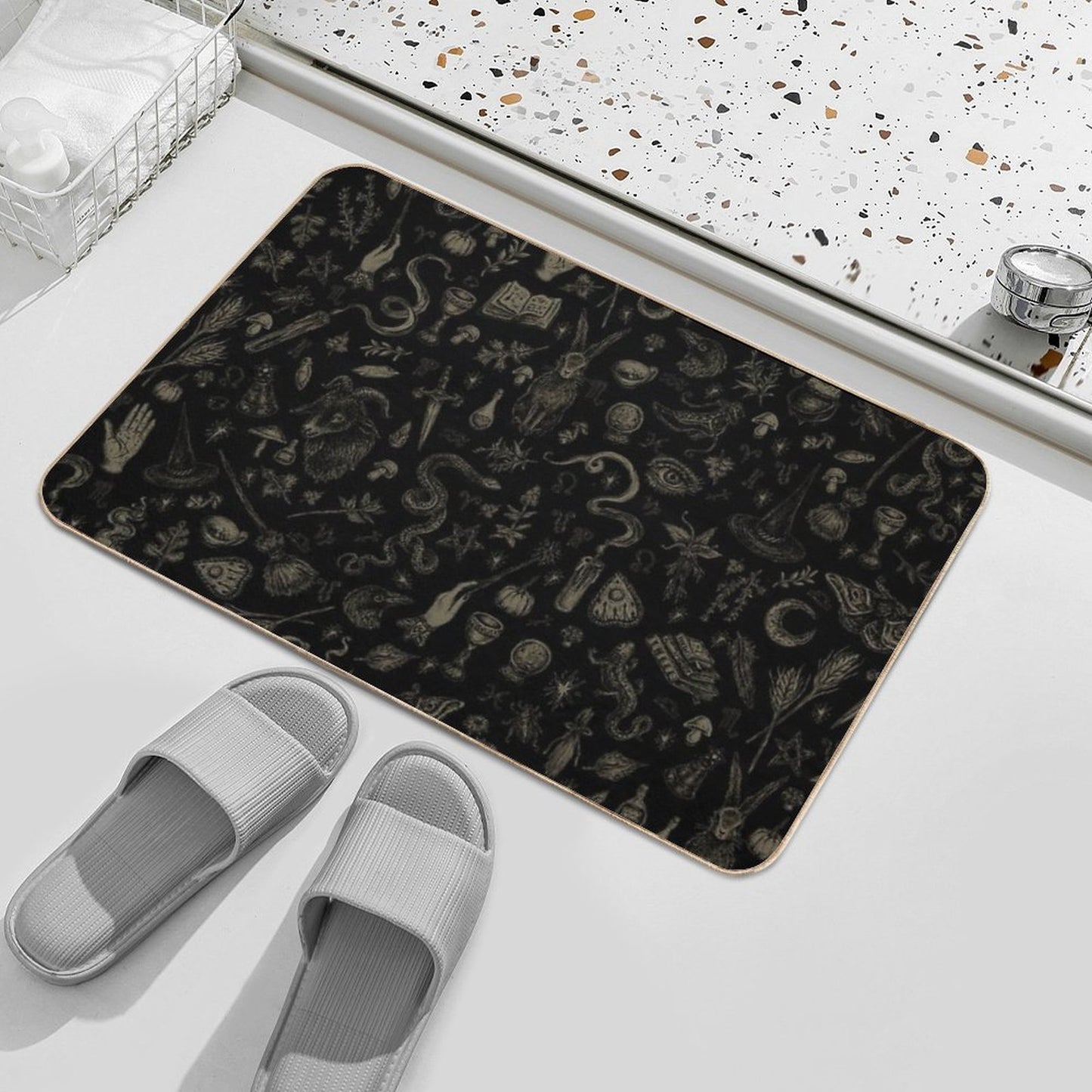 Just Witch Things (black And Beige) Bath Mat