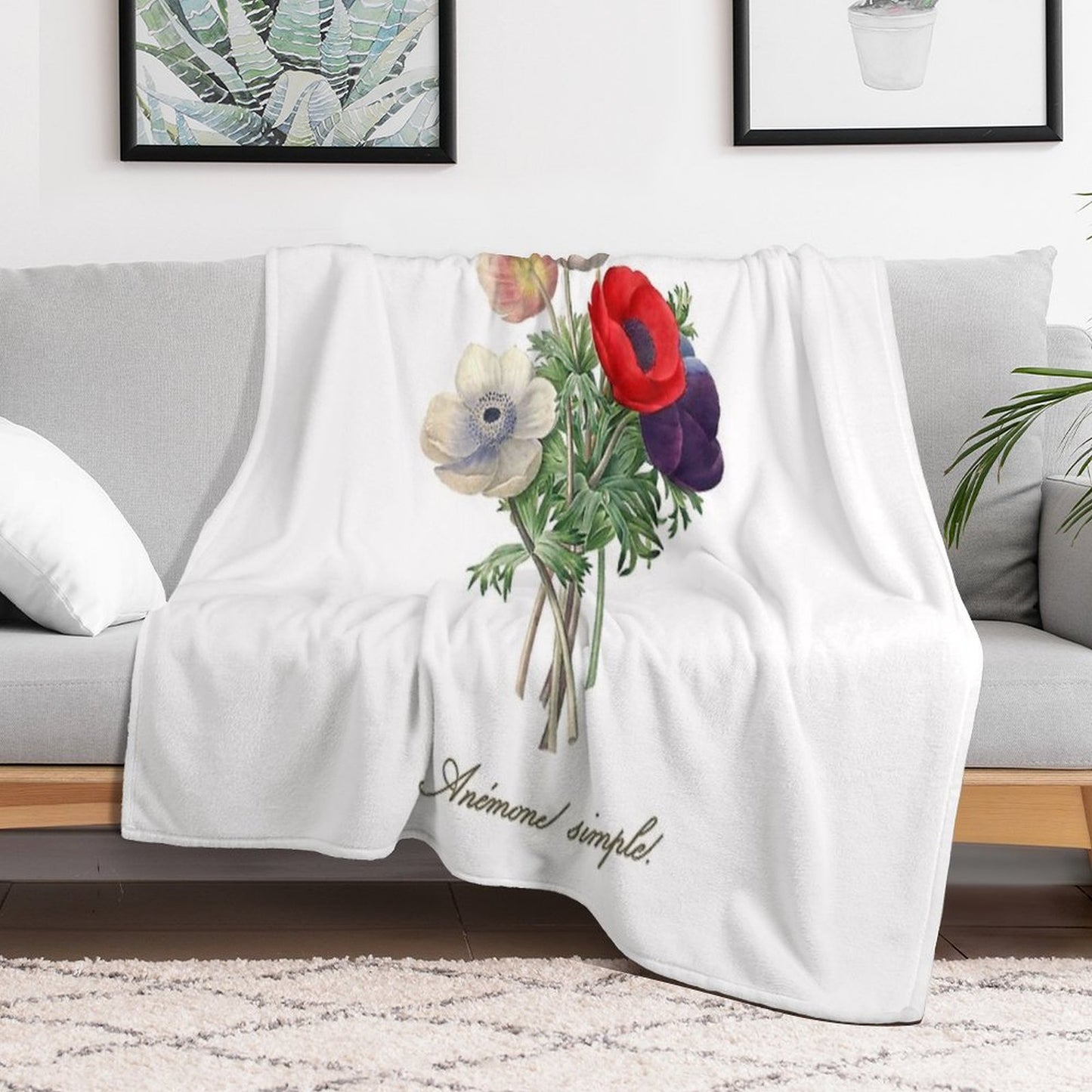 Anemone Illustration Throw Blanket