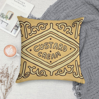 Custard Cream British Biscuit Soft Luxury Feel Throw Pillow