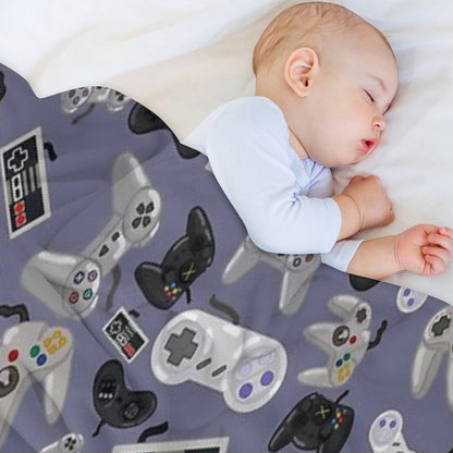 Old School Video Game Controllers - Repeating Pattern Throw Blanket
