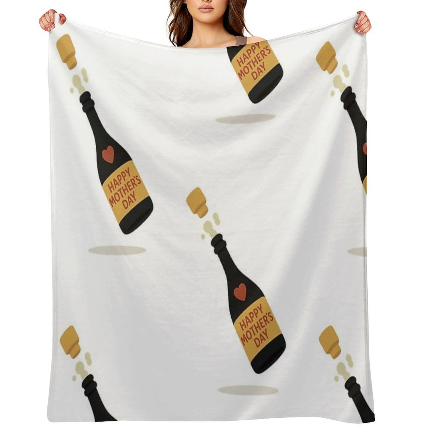 Simple Mom Cheers Symbol, Modern Mother's Day Wishes Throw Blanket